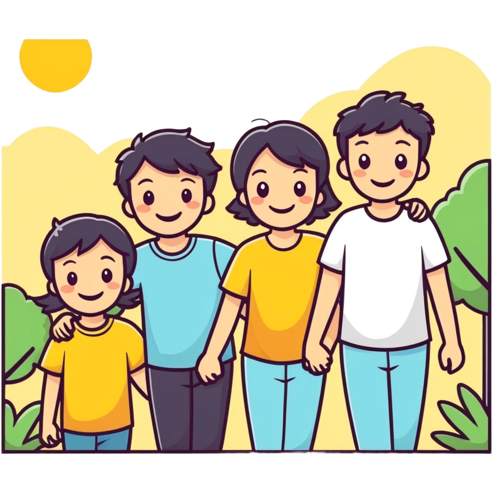 smiling group outdoors sunny day emoji