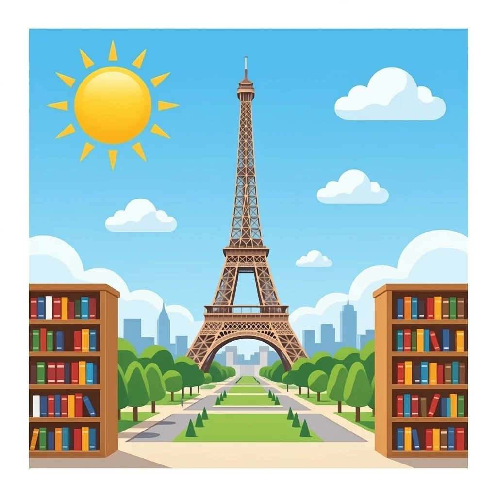 Status of library and Eiffel tower emoji