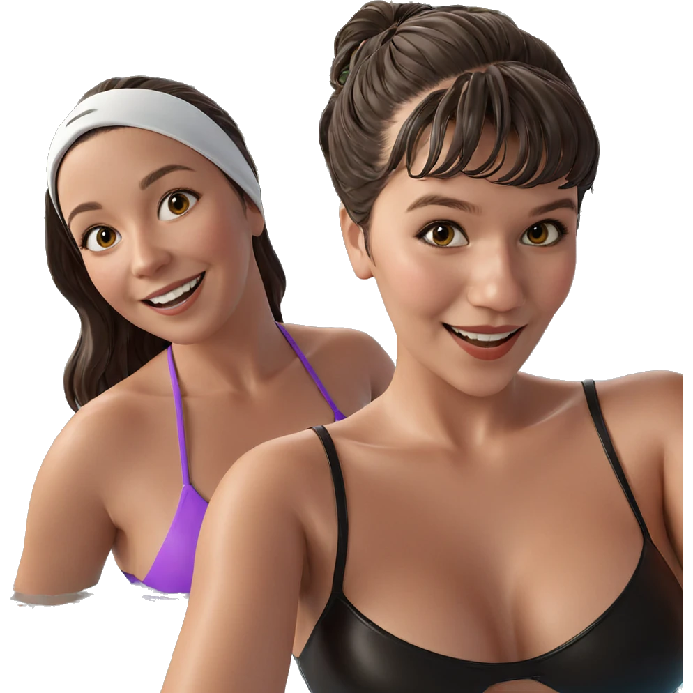 smiling girls in swimwear pool emoji