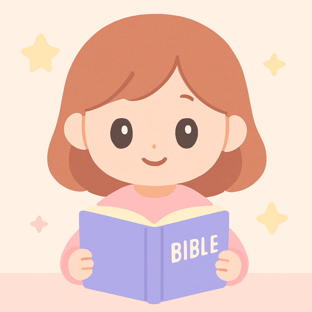 a girl reading the Bible, soft and gentle illustration, gentle colors, soft lighting, peaceful atmosphere emoji