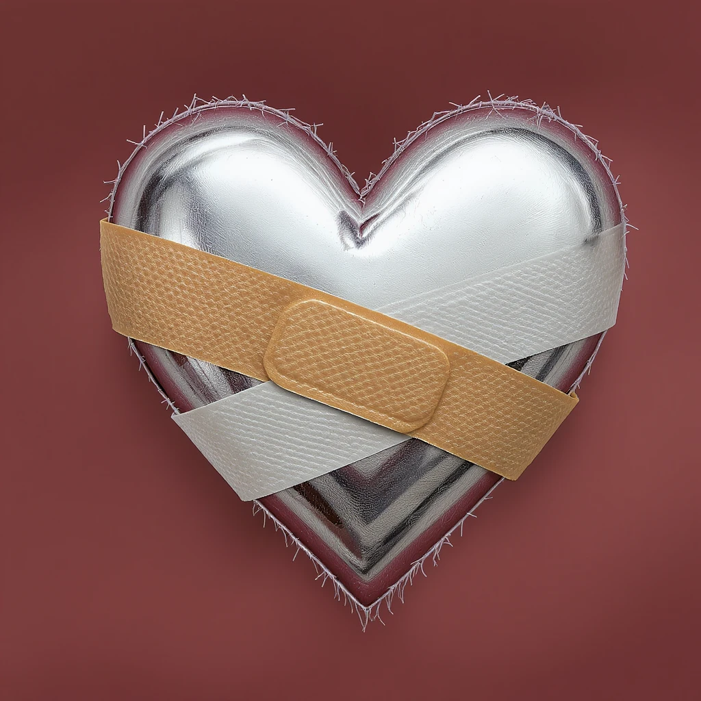 emo heart with a bandage emoji