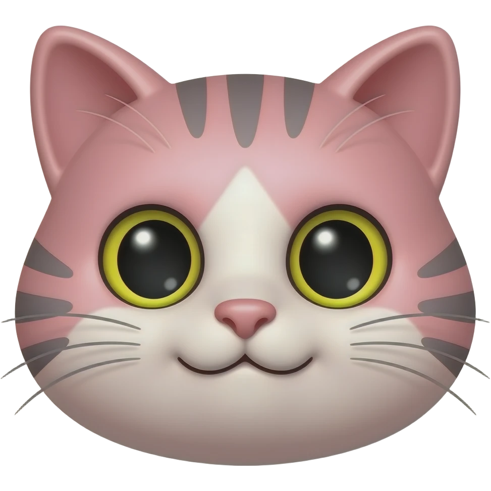 pink dkin chubby cat face close up with half body emoji