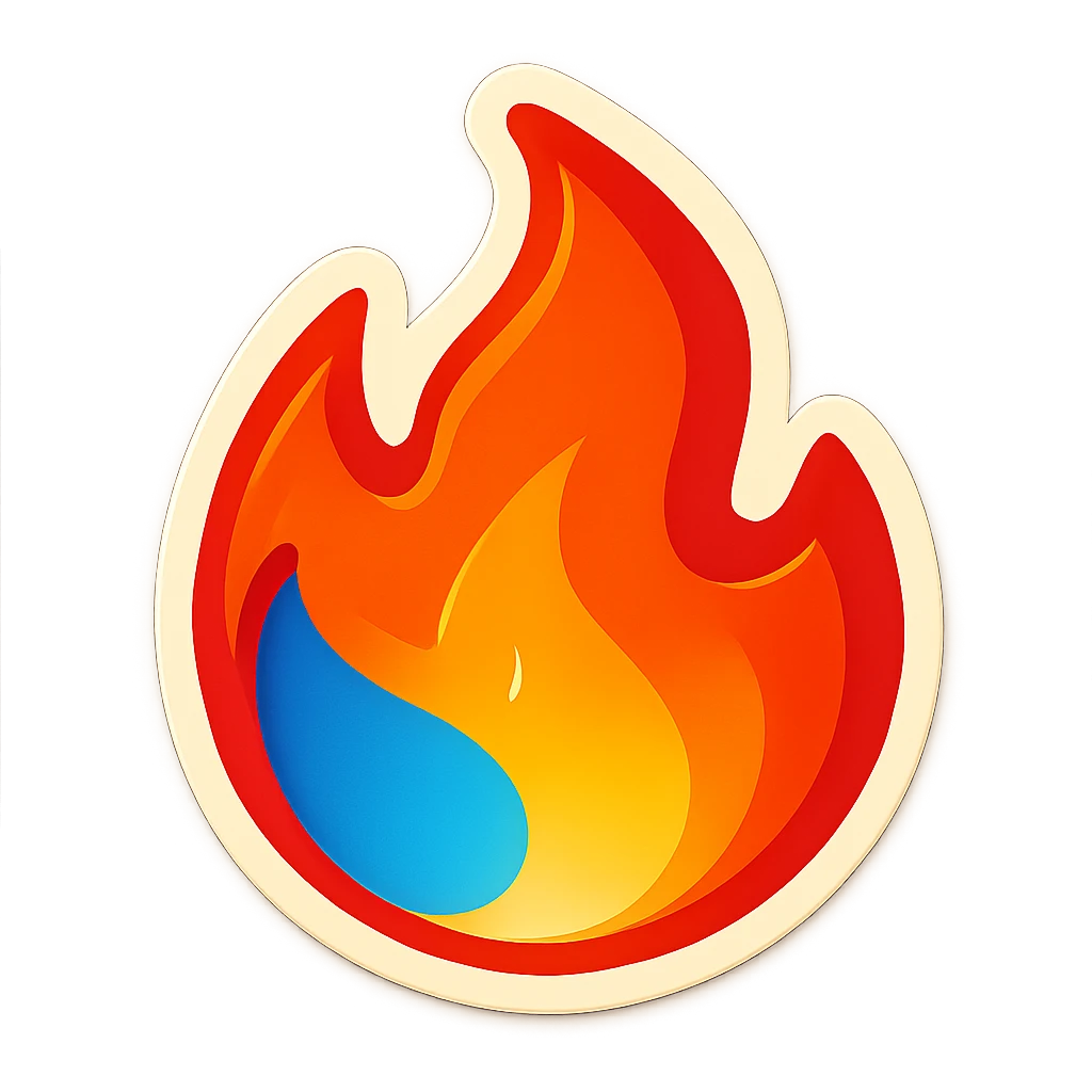 fire streak emoji, playful and modern with blue to orange gradient, vibrant and matching reference image emoji