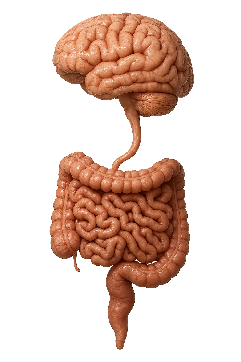 intestino e cervello sono collegati verticalmente, iperrealistico 4k emoji