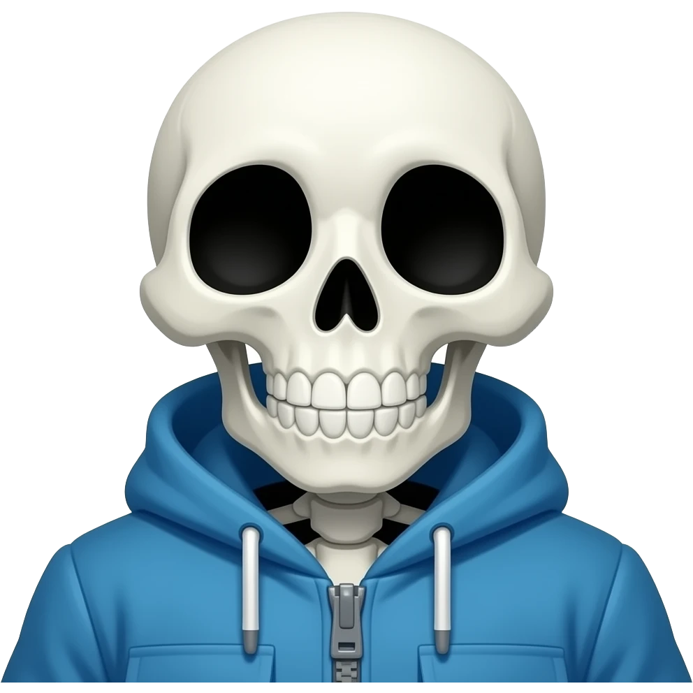 Sans from Undertale, skeleton character with blue jacket emoji