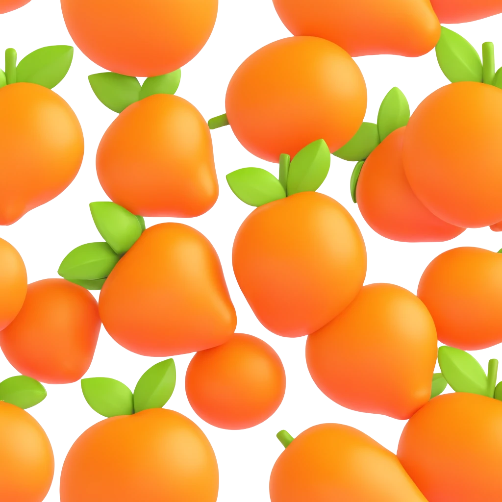 shiny orange fruit, 3D style, highly reflective, isolated emoji