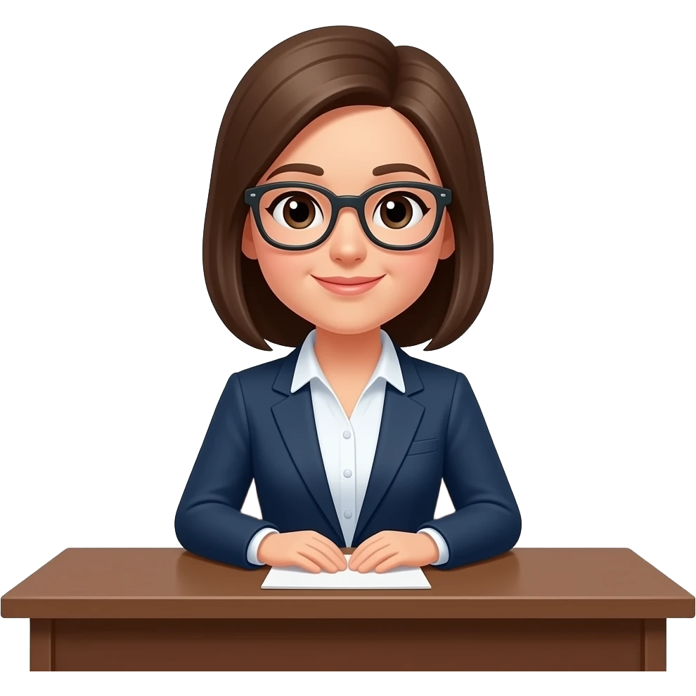 the teacher woman is standing behind the desk emoji