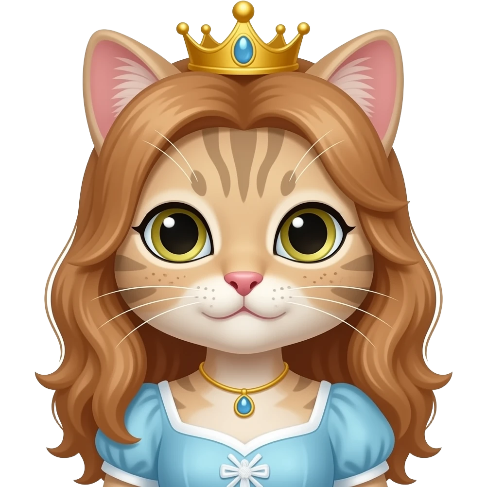 Cat Princess with light brown hair and freckles emoji