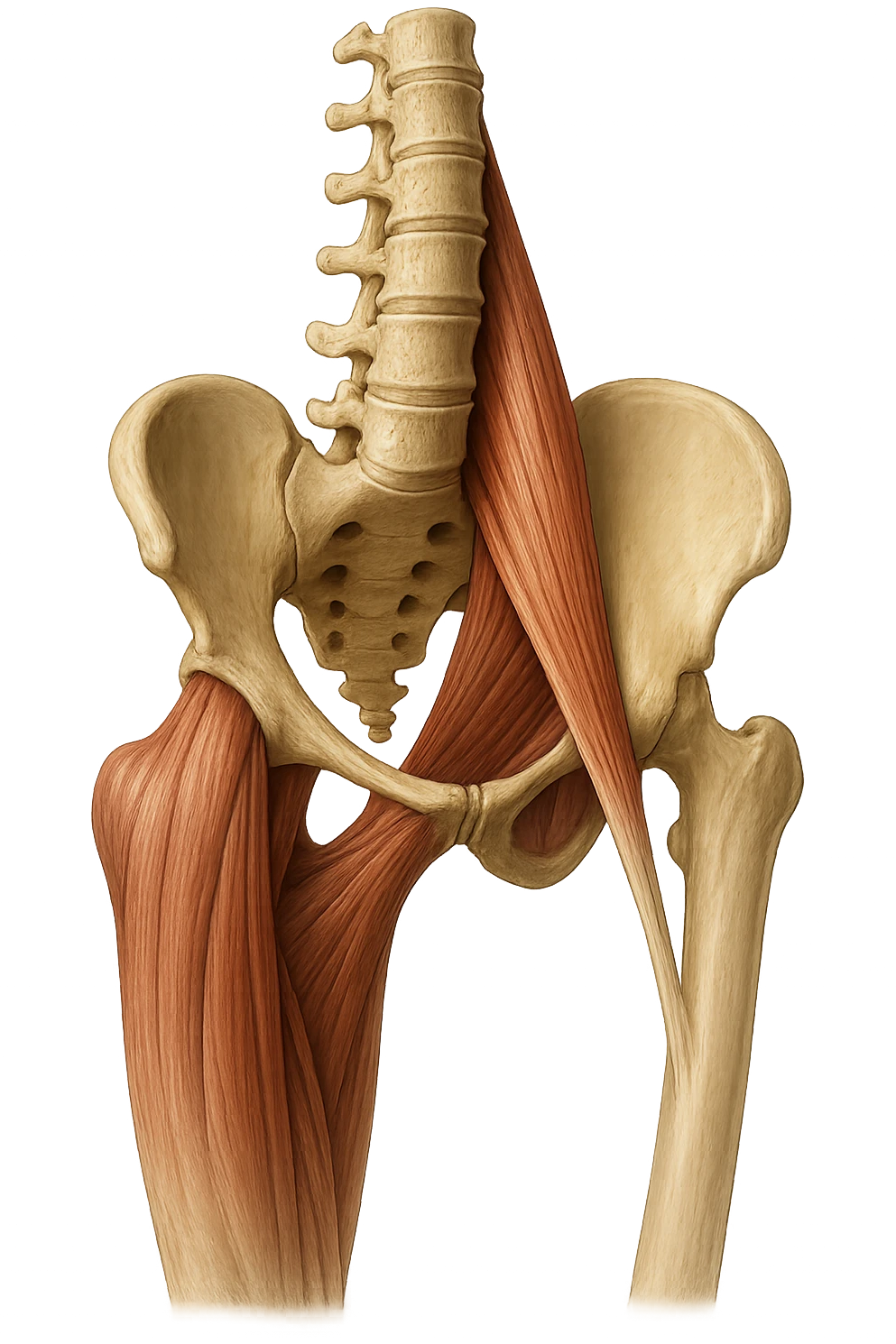 ILEOPSOAS DI UN CORPO UMANO ANATOMICO REALISTICO, iperrealistico 4k emoji