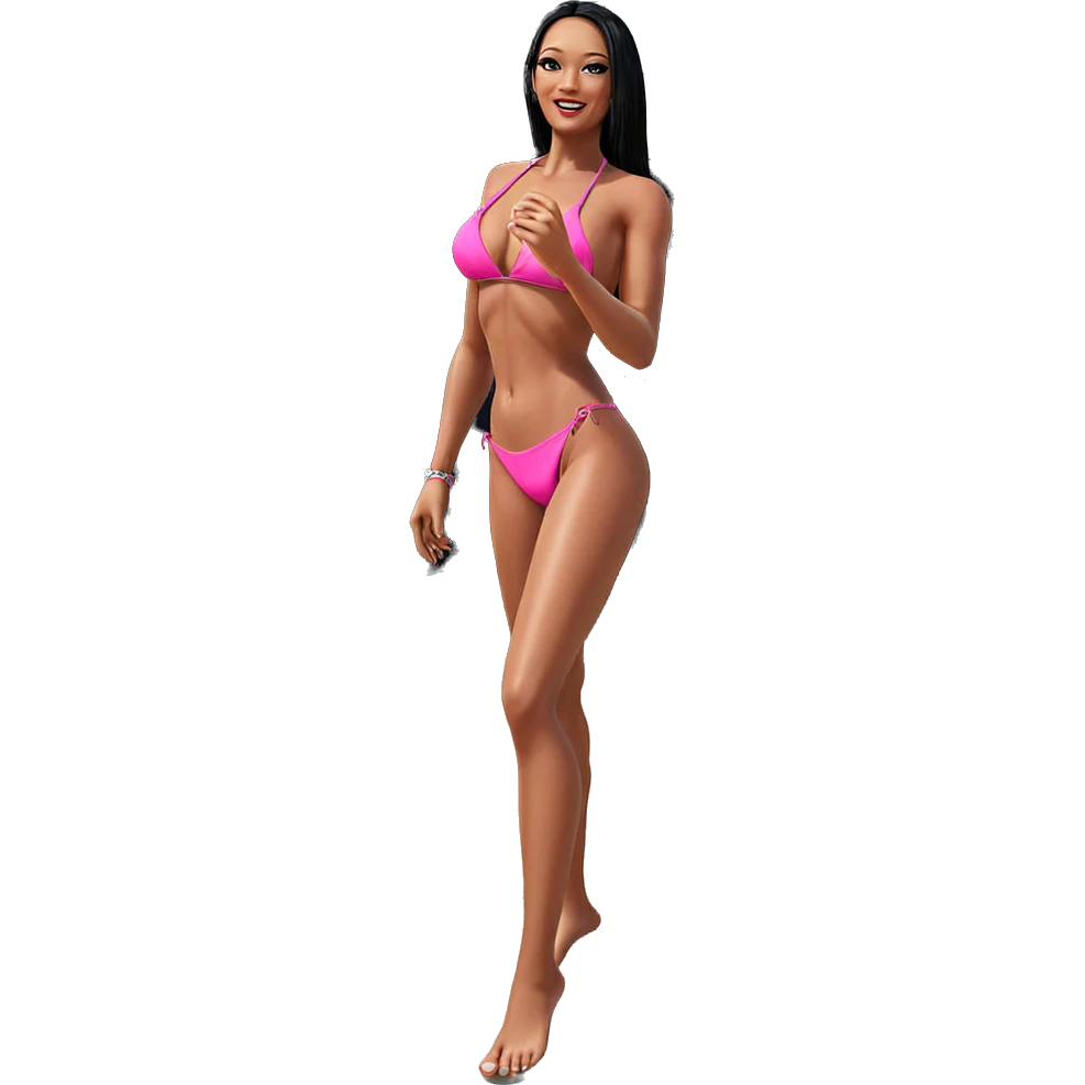 girl in pink bikini beach emoji
