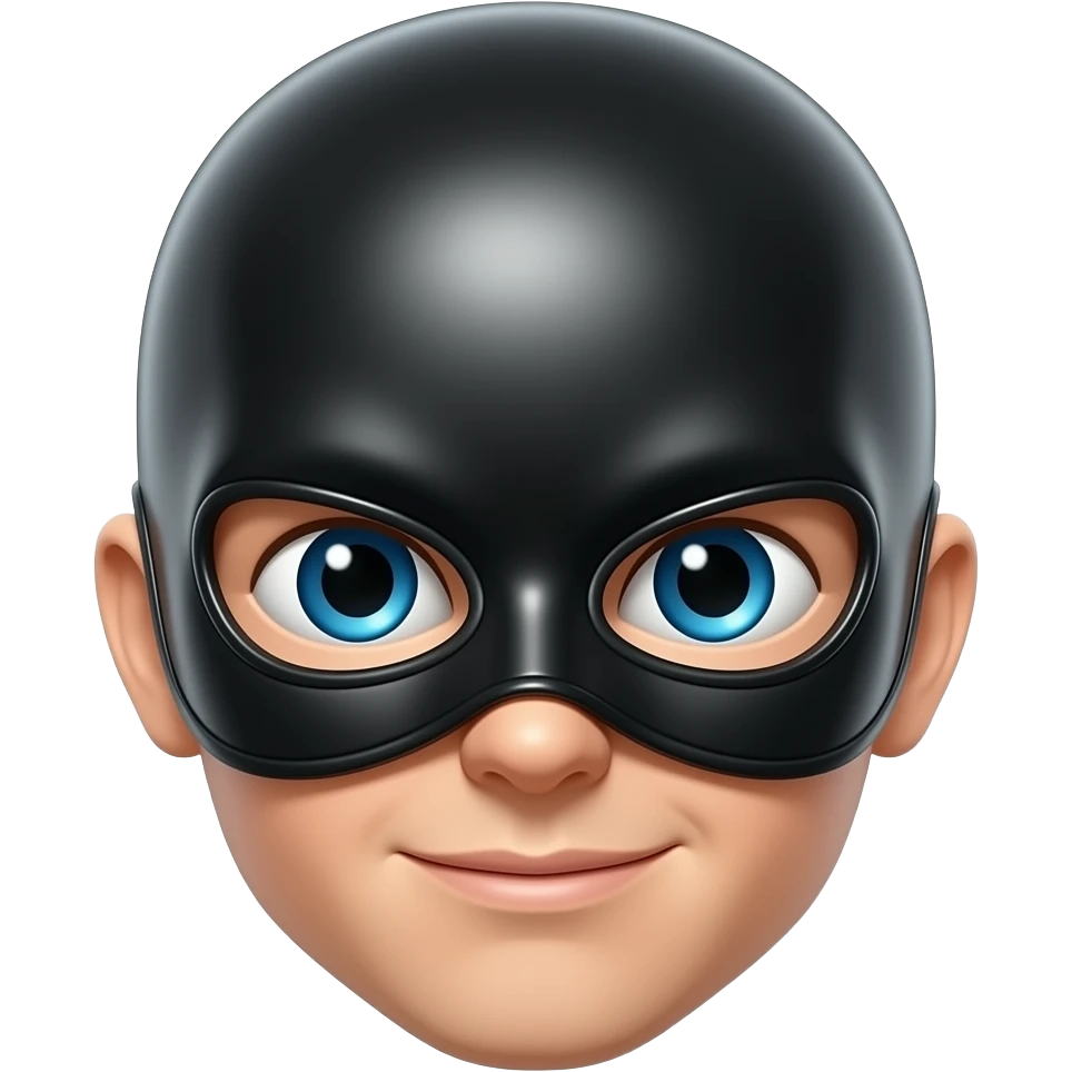 robot with black pvc gimp mask on emoji