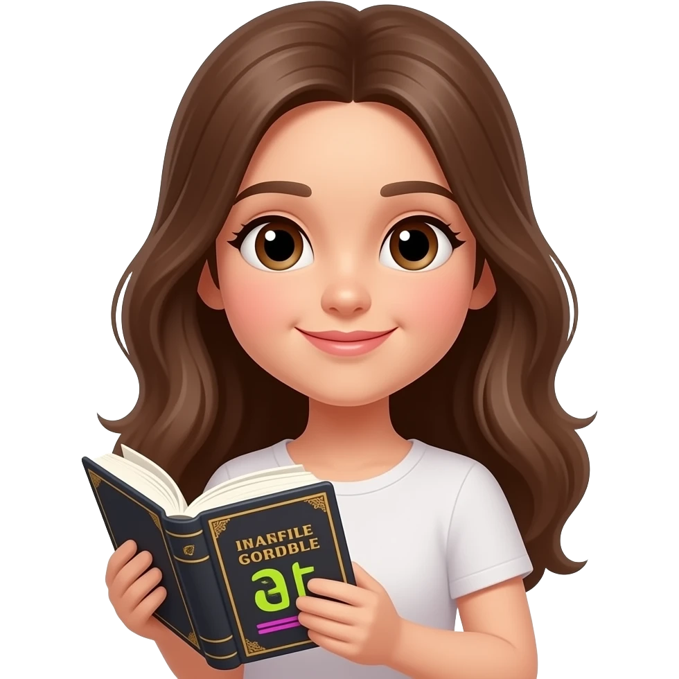 Girl holding her book titled Bible and highlighting notes emoji