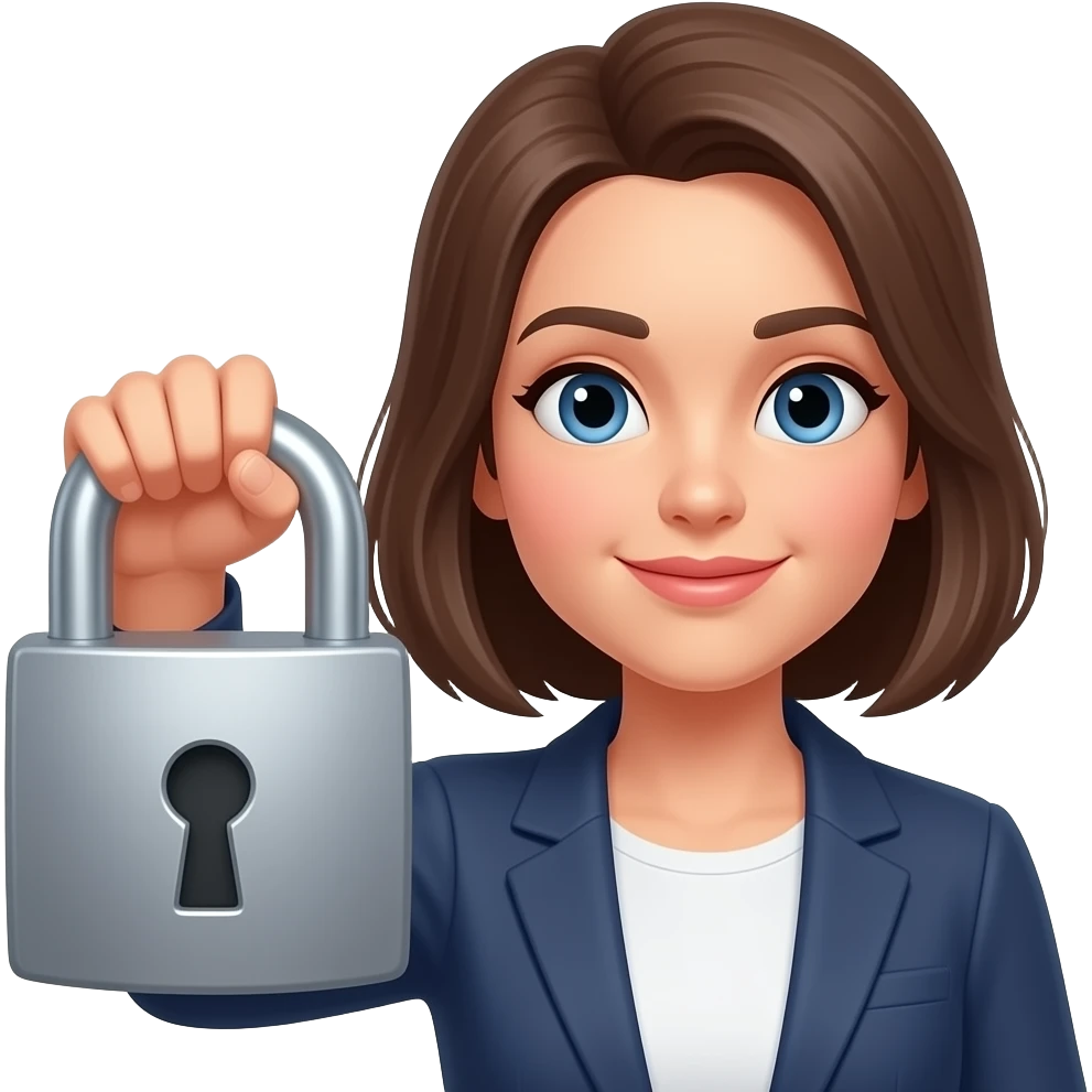 woman holding big lock in hand closeup , locksmith cloth emoji