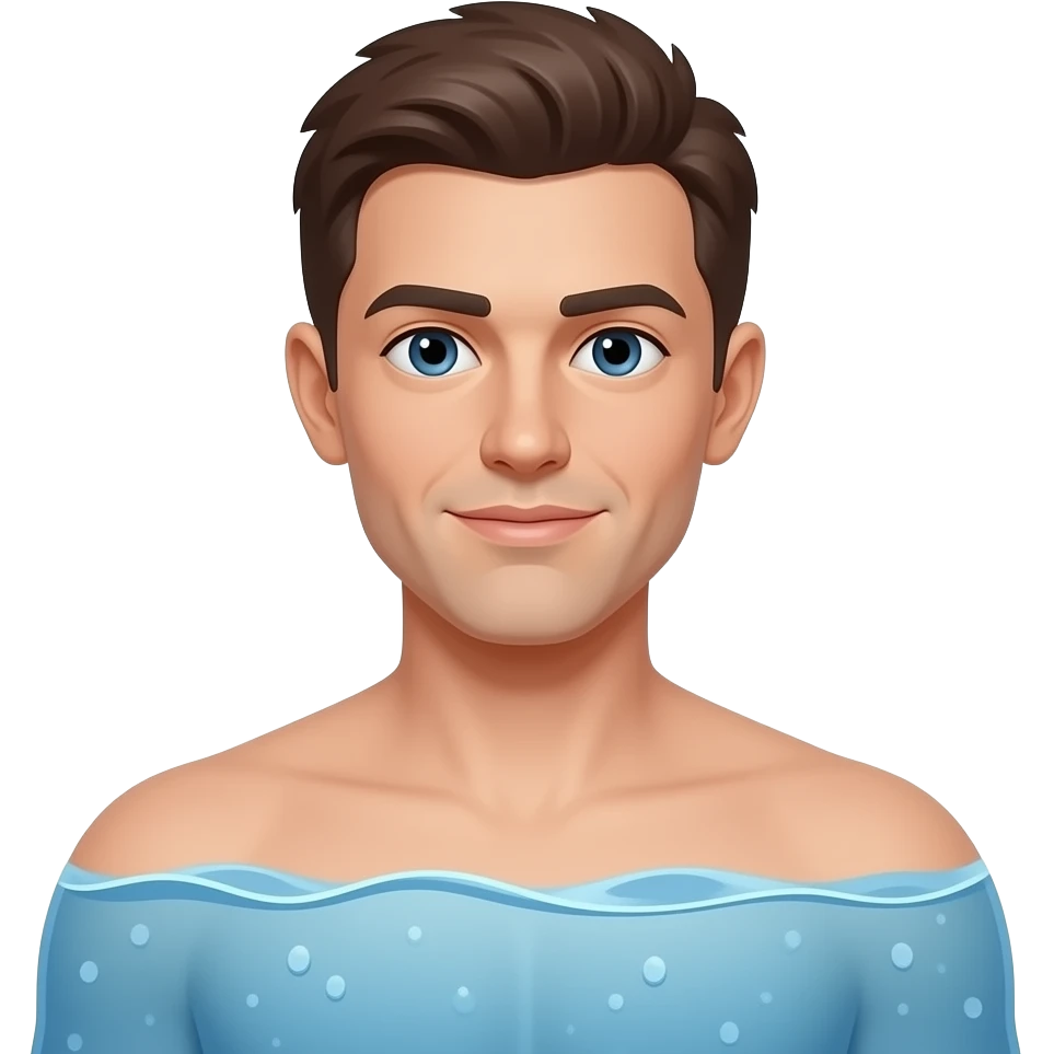 прозрачный человек, наполненный по плечи водой emoji