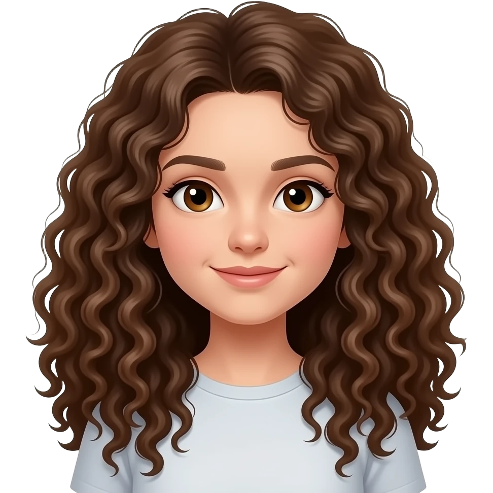 curly brown that reaches the floor hair with brown eyes emoji