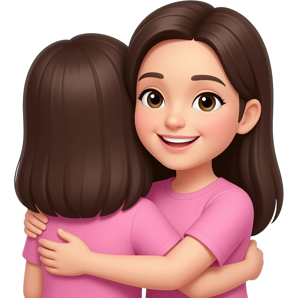 straight  hair smiling hugging wearing pink emoji