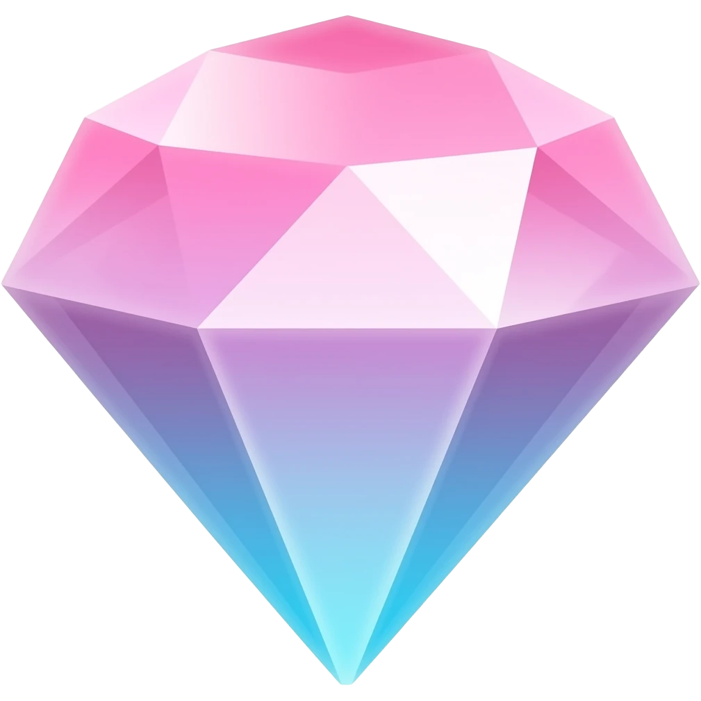 a gem with a pink and cyan graident with sparkles emoji