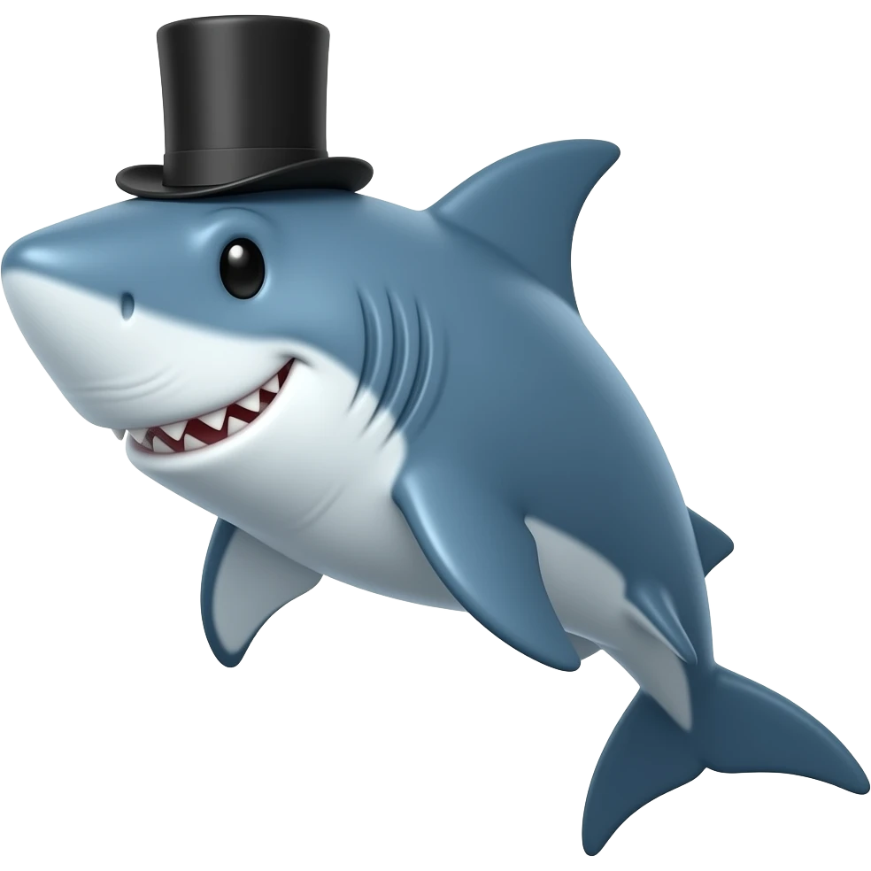 Shark with a top hat emoji
