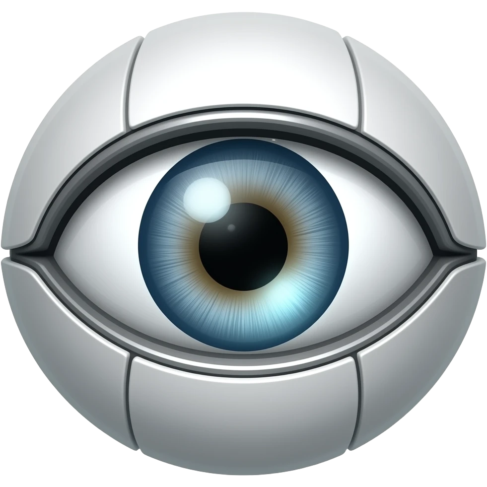 Un solo ojo de un robot  que el ojo se mire tecnologico y futurista emoji