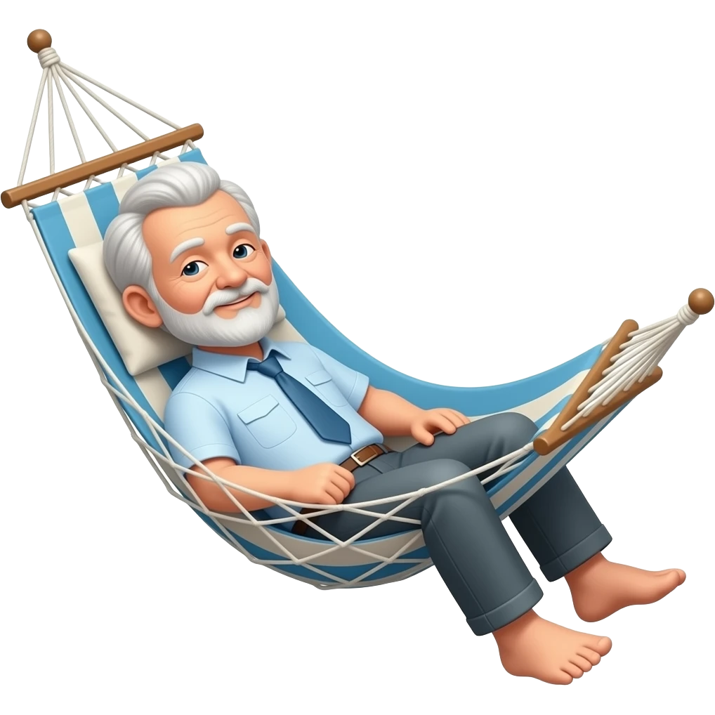Elderly man, lying in a hammock, full body emoji