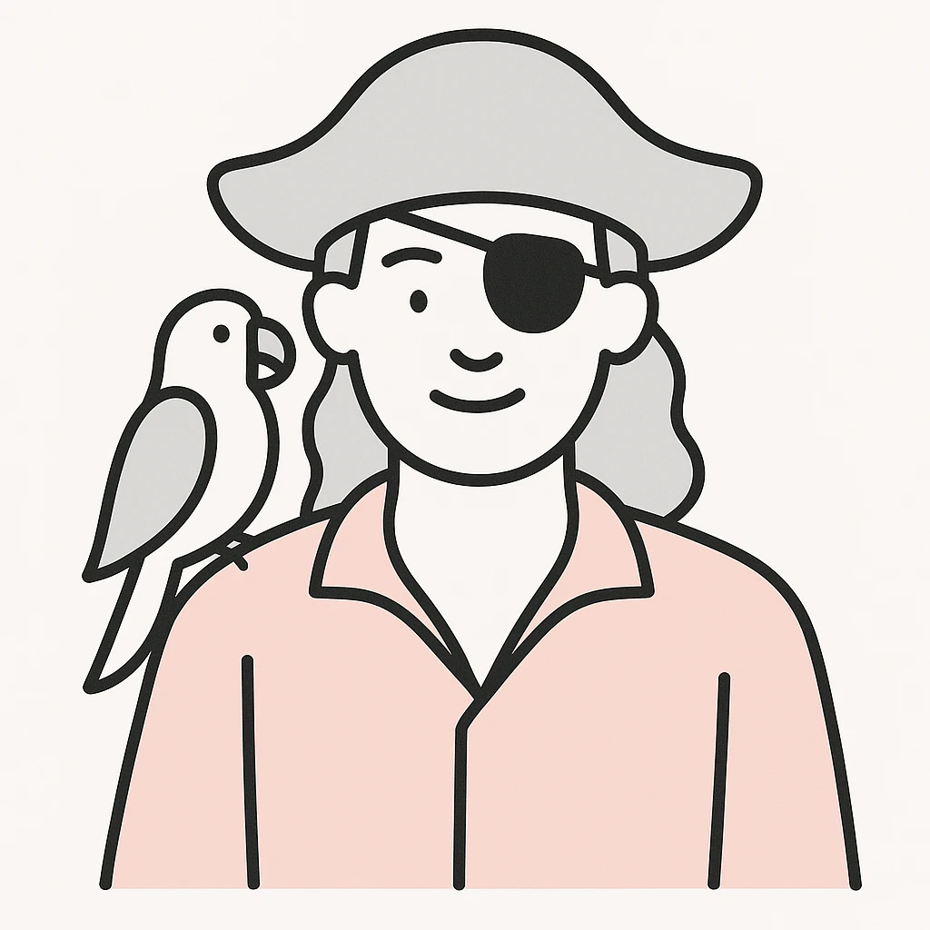 pirate with eye patch and parrot emoji