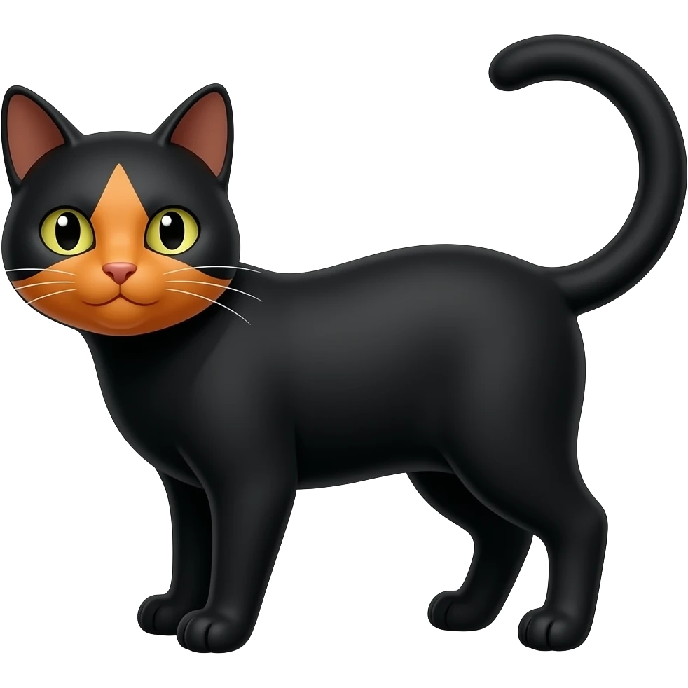 black with orange cat face emoji