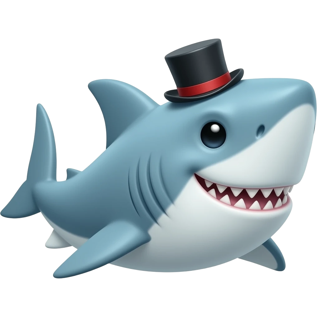 Shark with a top hat emoji