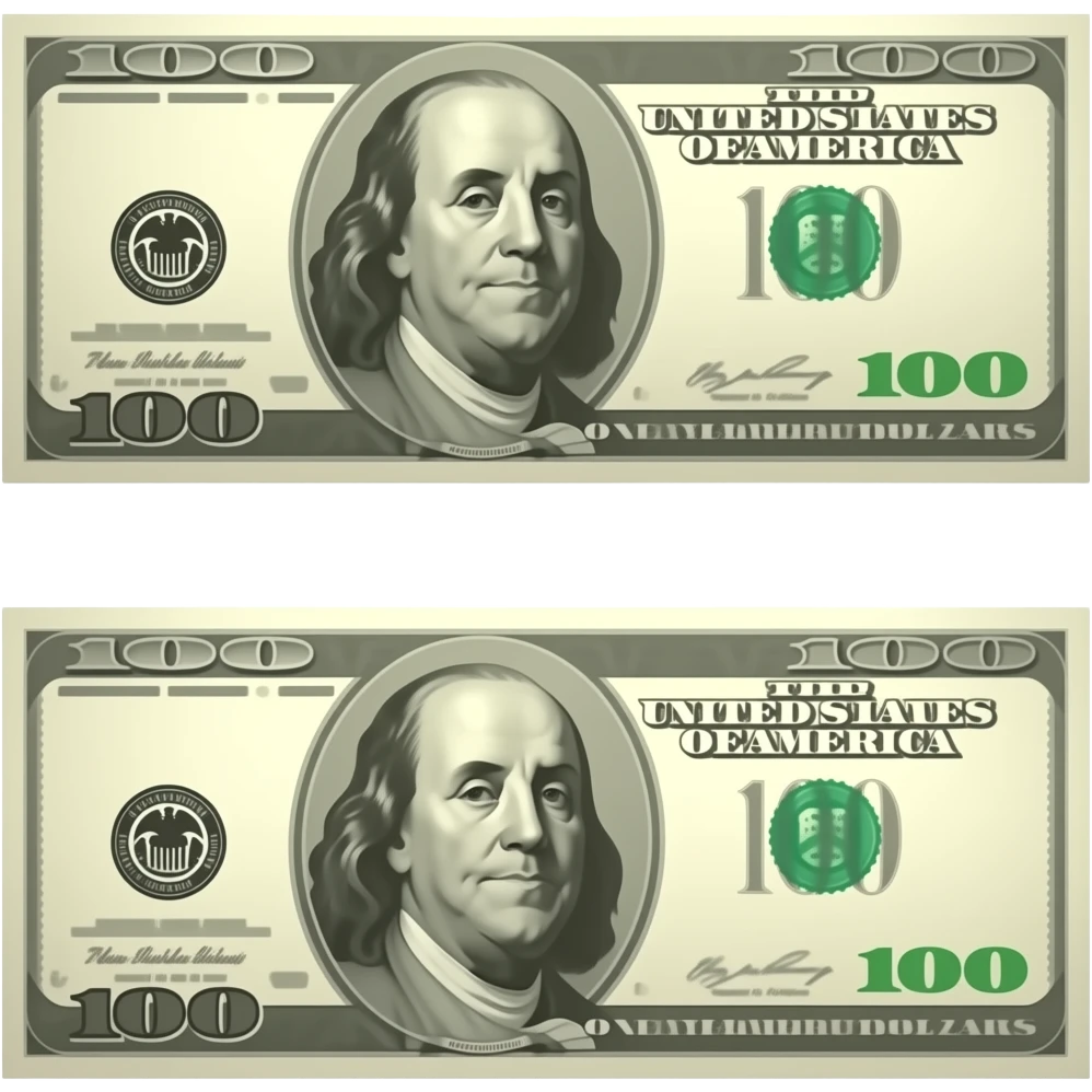 two $100 bills emoji