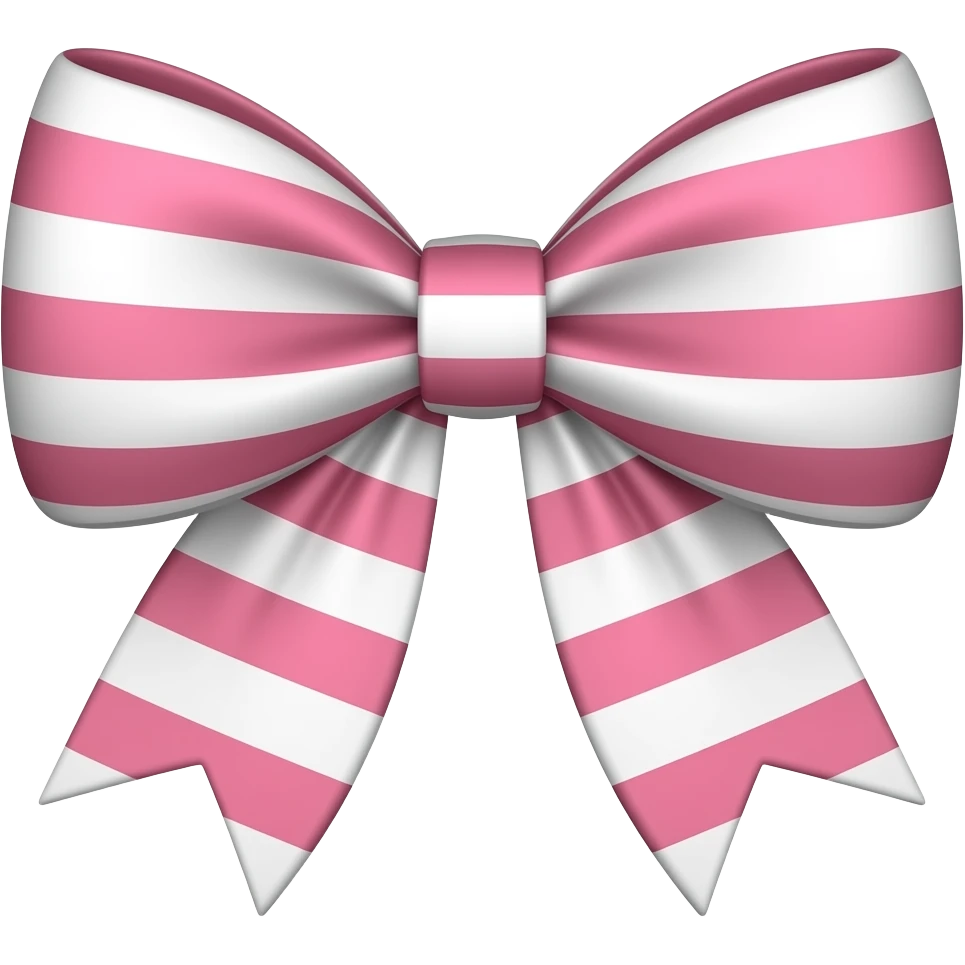 Pink and white horizontal striped bow emoji
