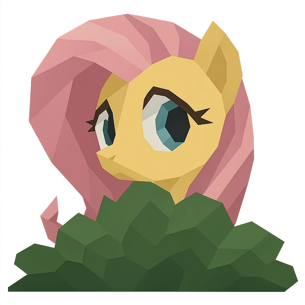 Fluttershy peeking from behind a bush emoji