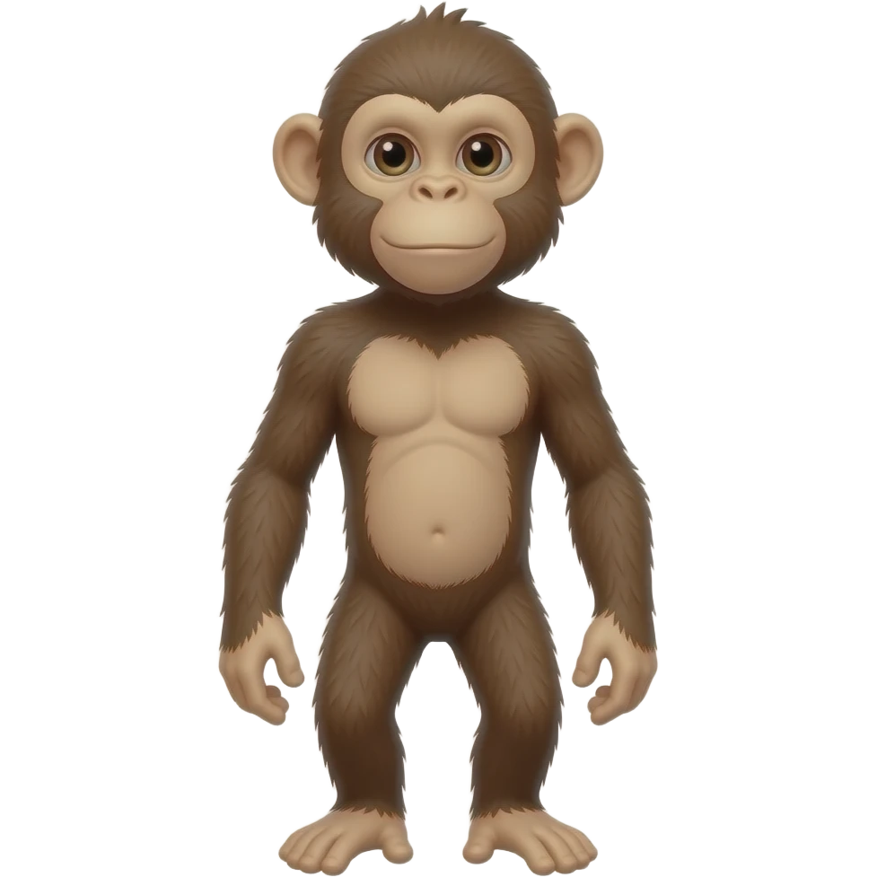 Custom iOS emoji with no blur and a white background. The topic of the emoji is "monkey with absolutely no limbs. Torso should be visible in the shot". It MUST maintain the general apple iOS emoji style. emoji