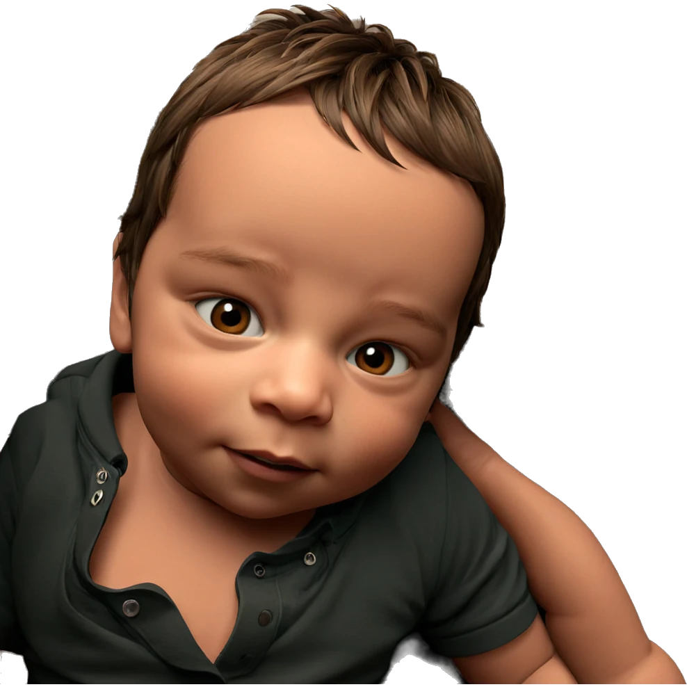 brown haired boy gazing at viewer emoji