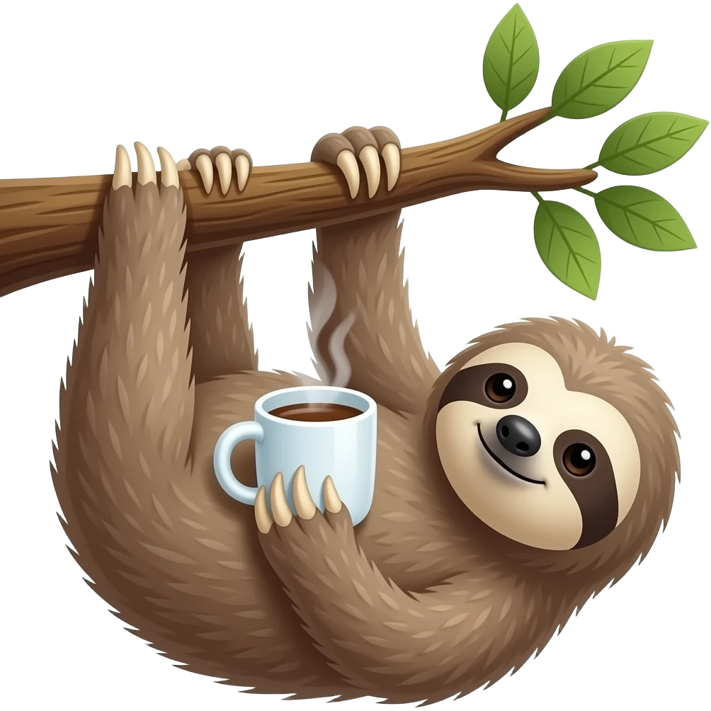 sloth tree morning coffee hanging emoji
