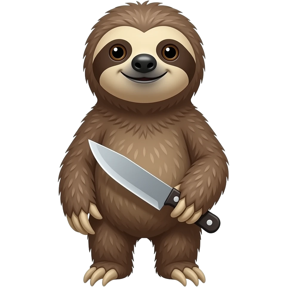 looking askance going smiling evil killer sloth w big knife emoji