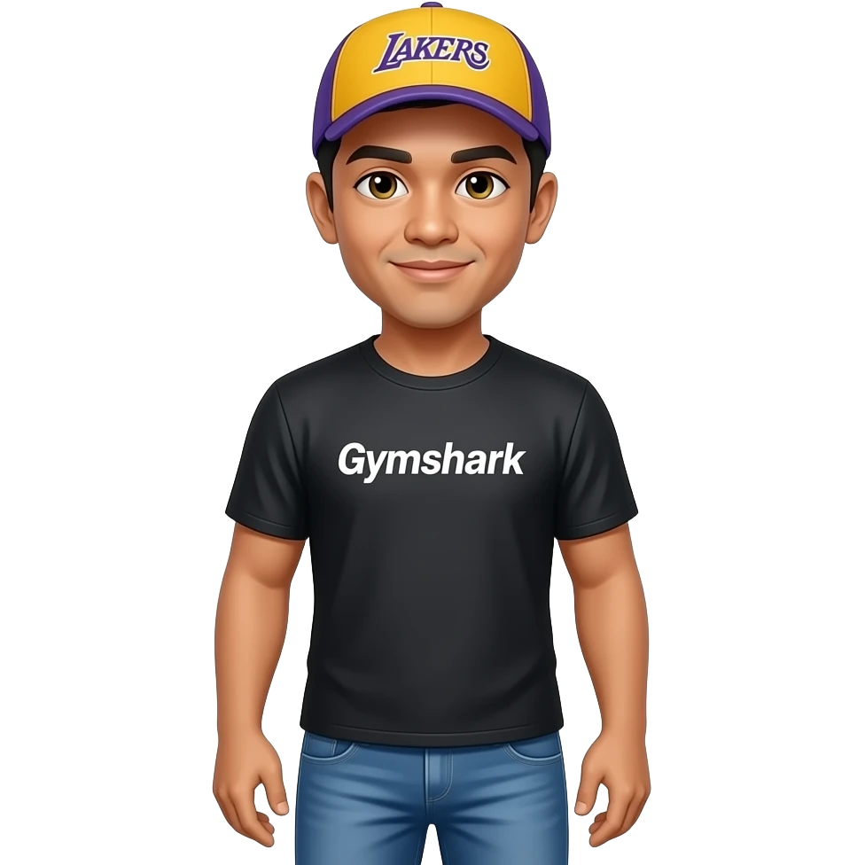 Yellow small eyed man that loves to wear gymshark shirts, lakers hat and balloon fit jeans. Filipino man emoji