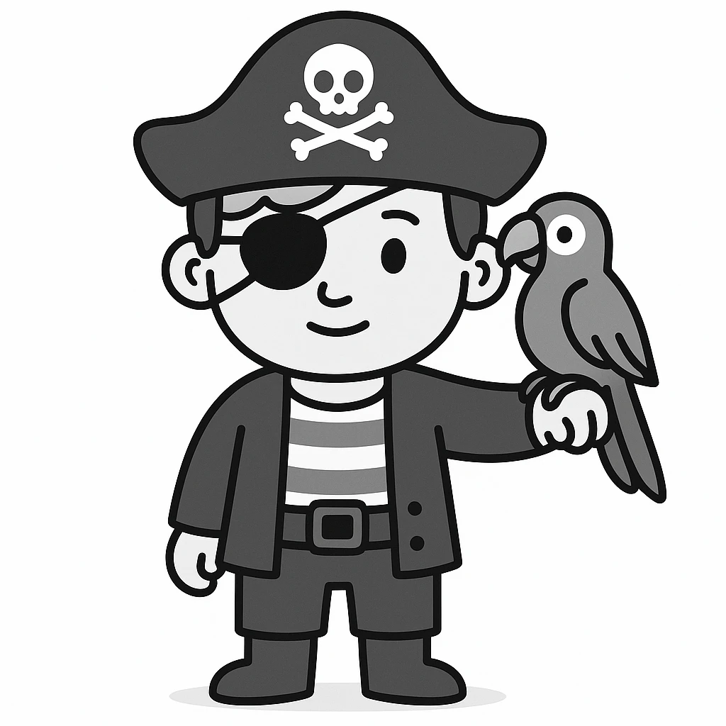 pirate with eye patch and parrot emoji