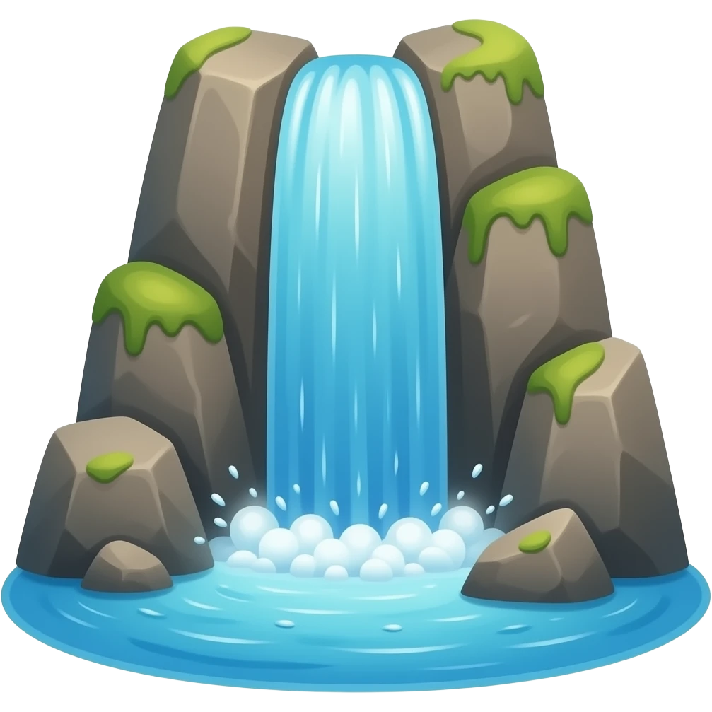 Emoji of waterfall In between rocks water is falling fown emoji