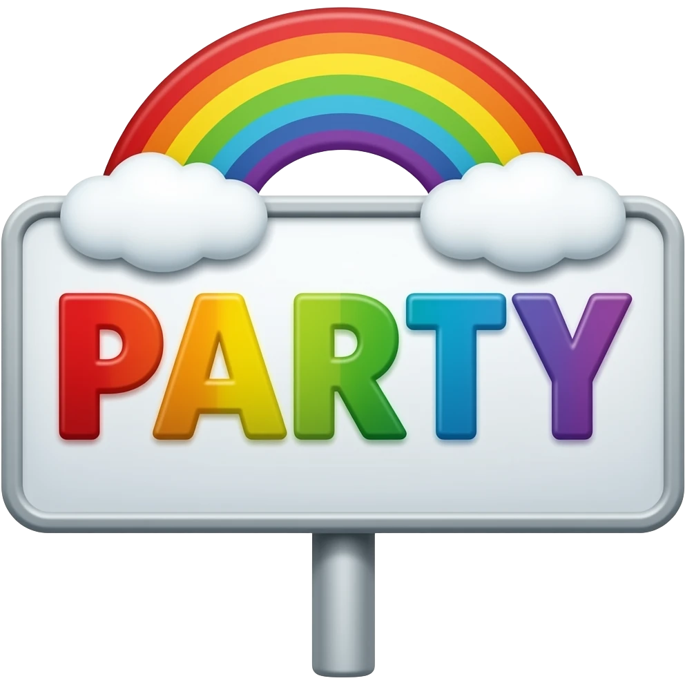PARTY ON! SIGN RAINBOW COLORS emoji