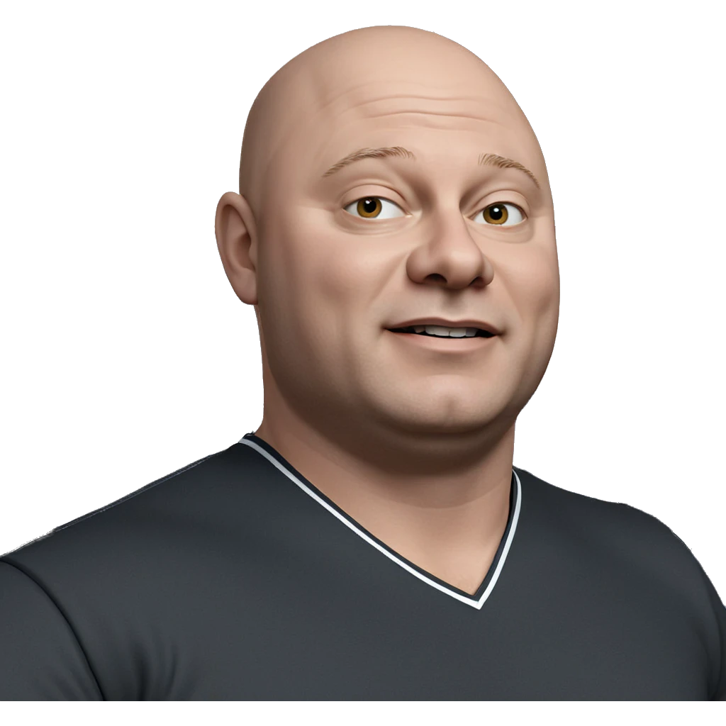 bald guy in black shirt emoji