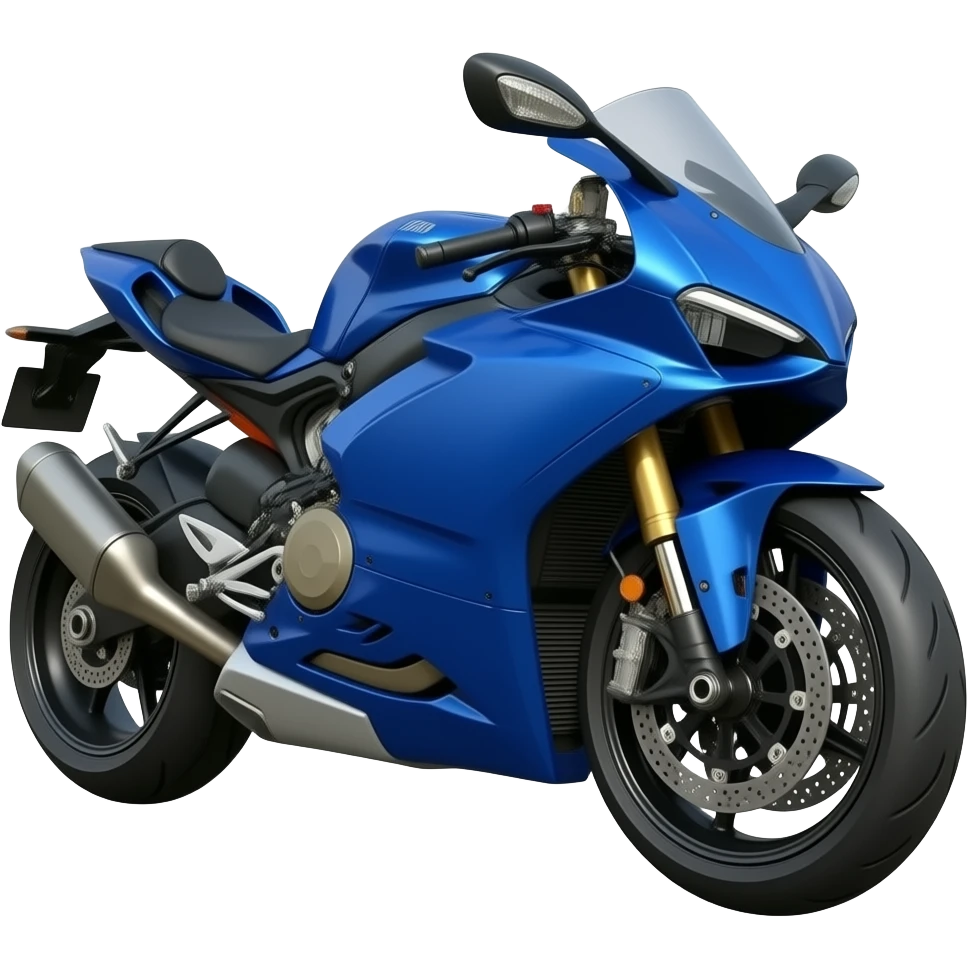 A blue metalic motorcycle with a blue woman head at the front emoji