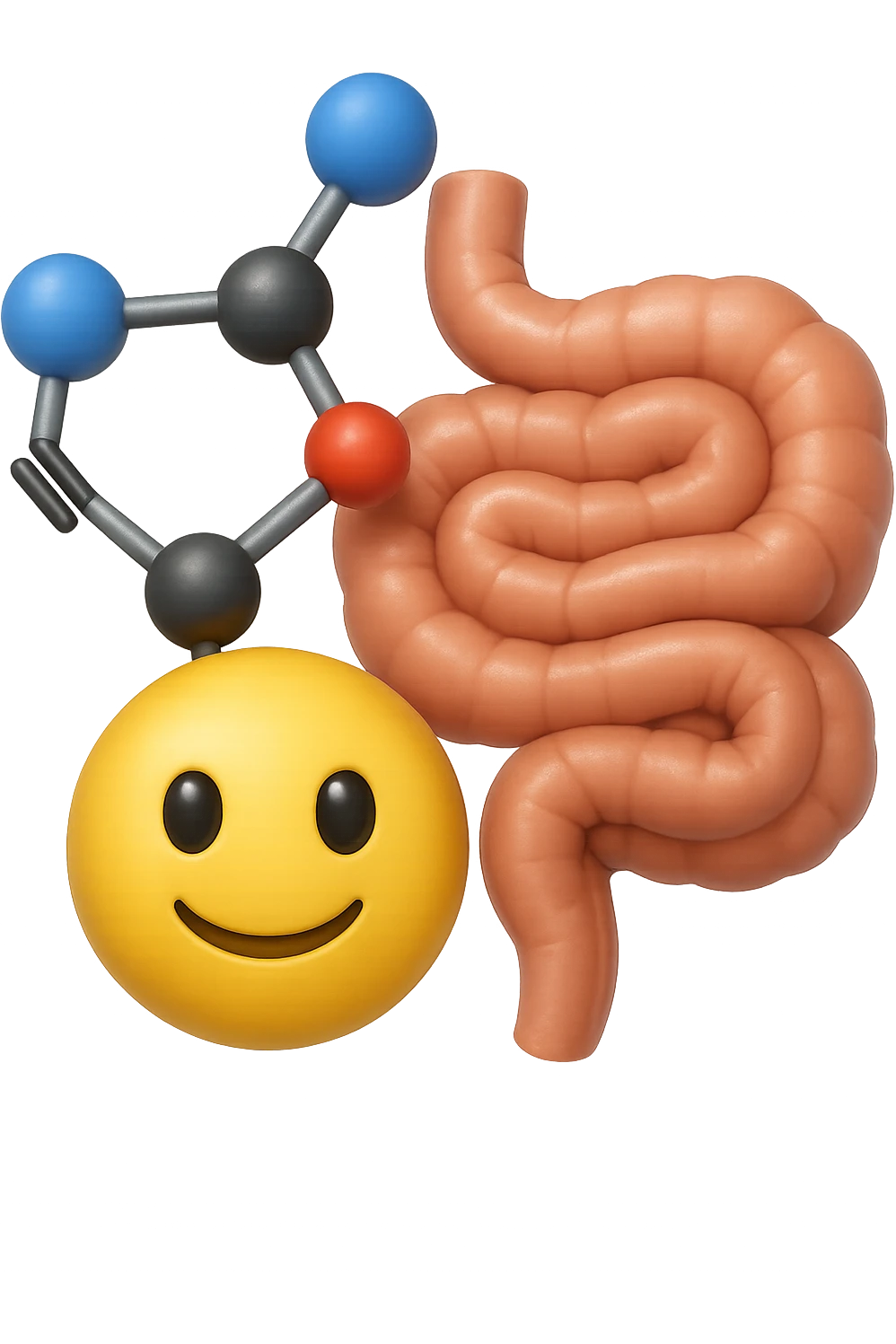 emoji stile iphone in 3d di istamina molecola con intestino, iperrealistico 4k emoji