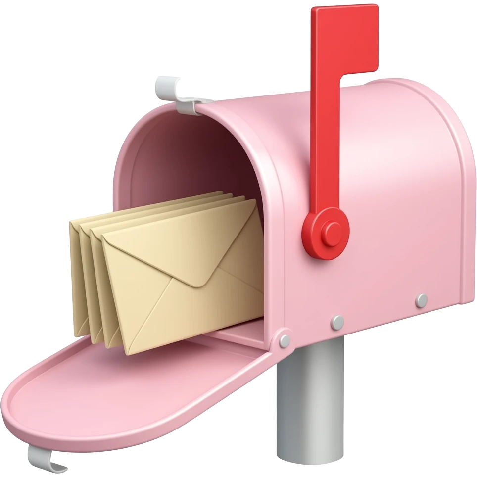 light pale pink mailbox with envelopes and not open emoji