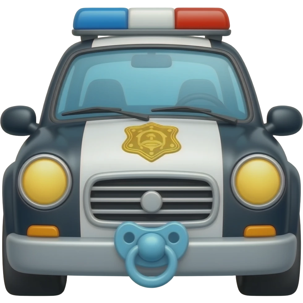 Cute police car with a pacifier on the mouth emoji