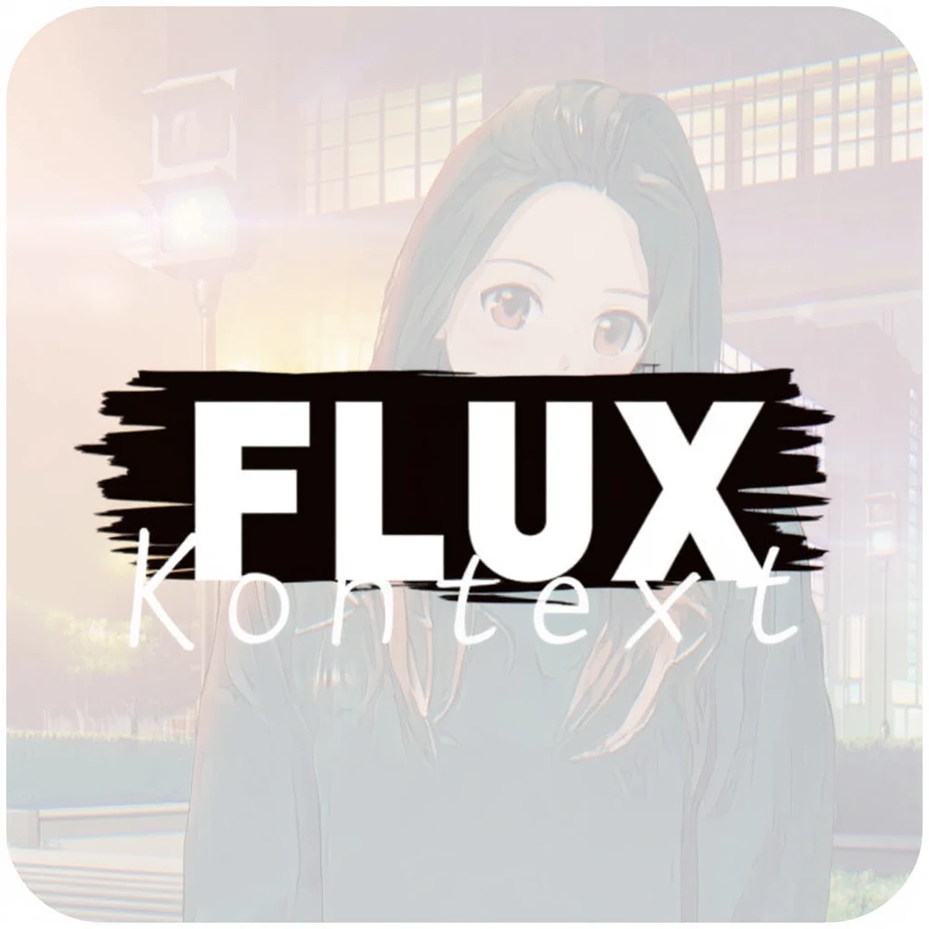 make a image with logo of  text "FLUX Kontext" emoji