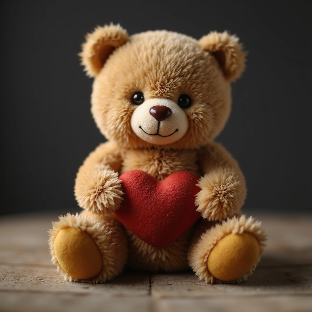 realistic teddy bear, soft lighting, photorealistic, holding a heart, on white background emoji