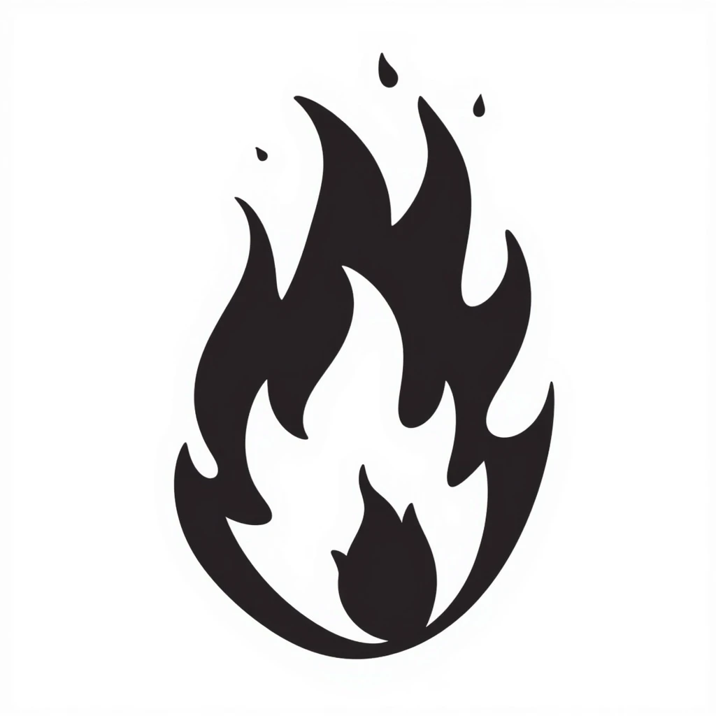 fire, stylized cartoon, bold lines emoji