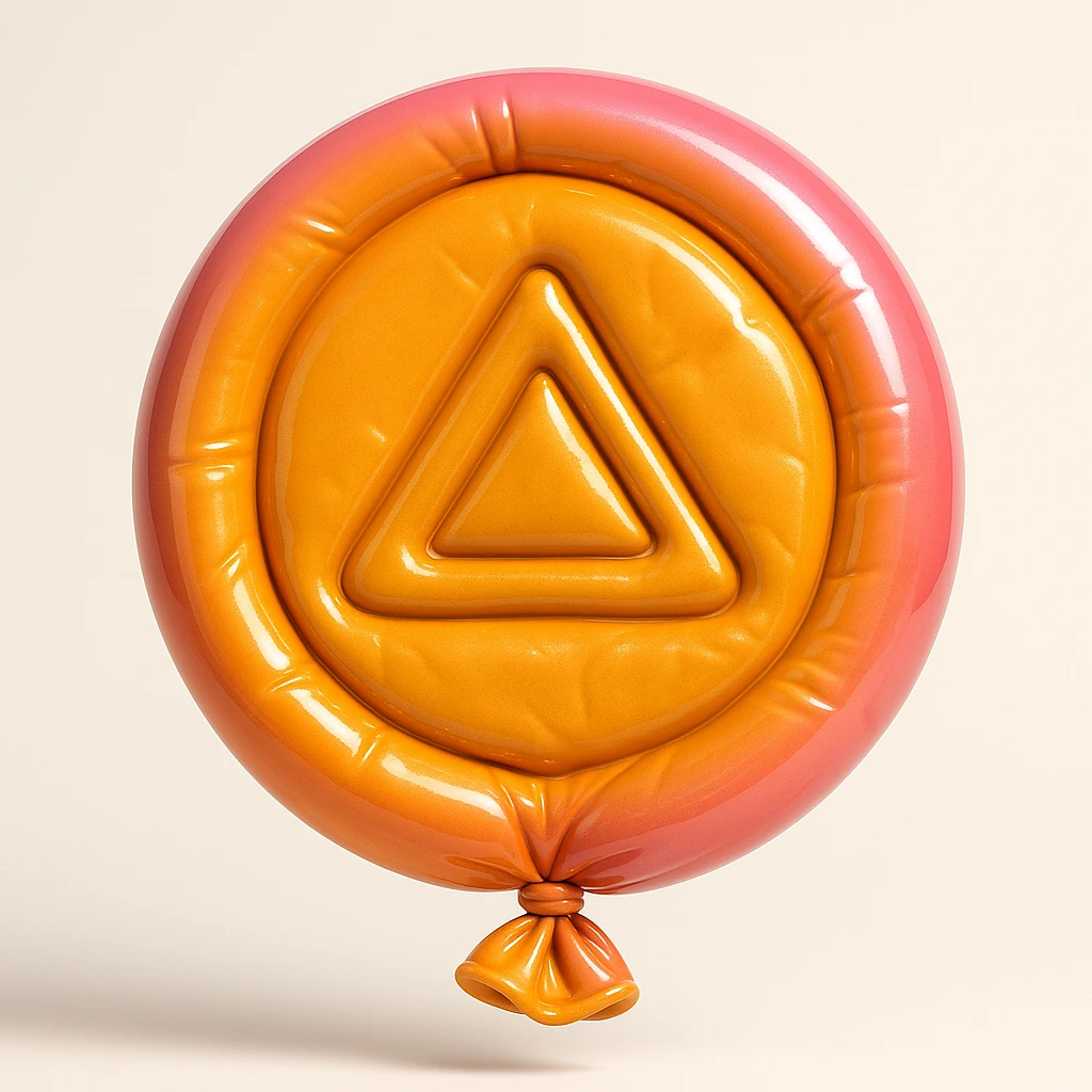 dalgona candy with triangle shape, balloon style, inspired by Squid Game emoji