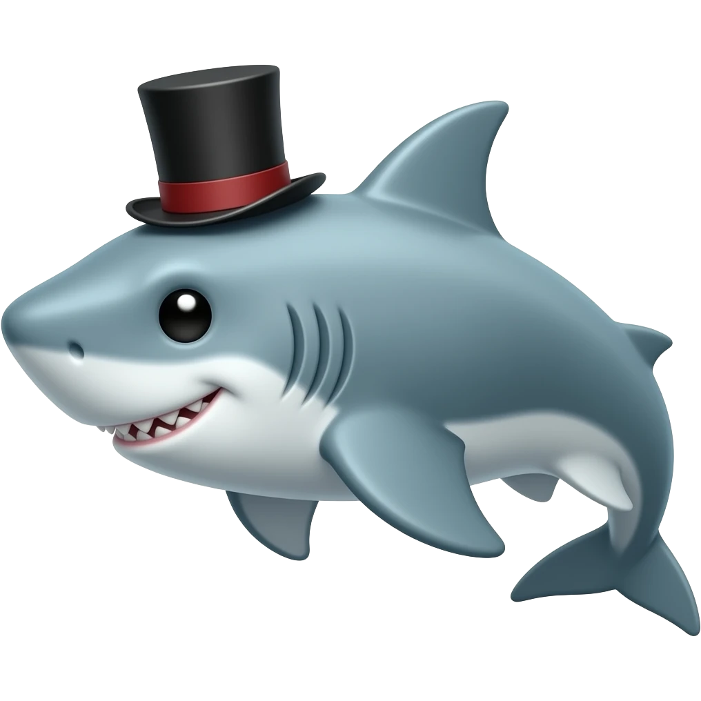 Shark with a top hat emoji