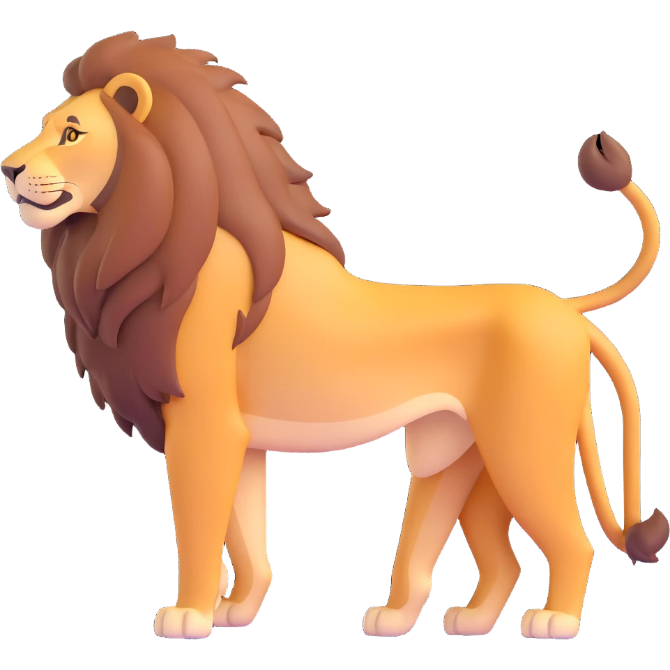 FULL BODY panthera leo male style wild, full flat cute side profile design in 3d soft l centered composition cartoon style128x128 pixels emoji