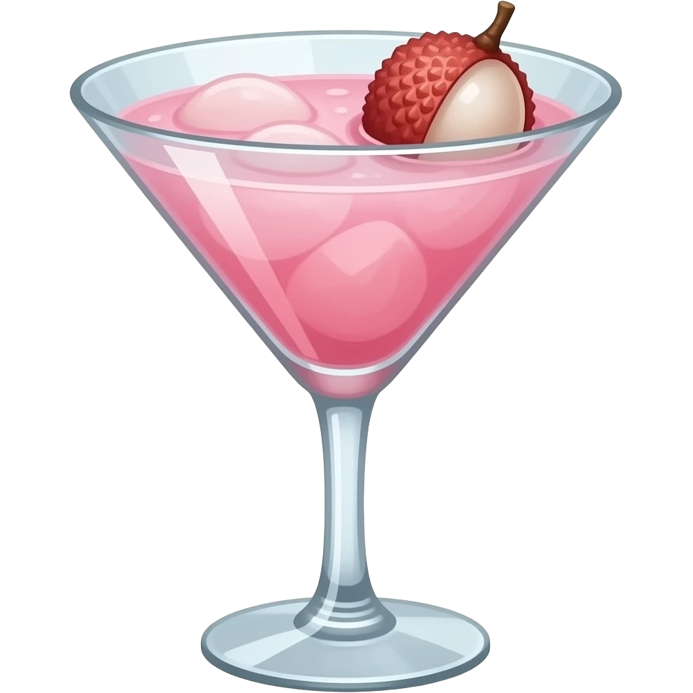 pink lychee cocktail with a lychee on it in a martini glass emoji